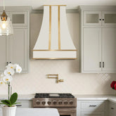 Fobest White Stainless Steel Range Hood with Brass Trim Accents FSS-398-Stainless Steel Range Hood-Fobest