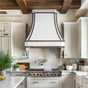 Fobest White Stainless Steel Range Hood with Copper Trims FSS-166-Stainless Steel Range Hood-Fobest