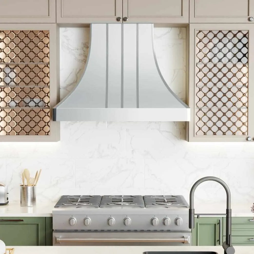 Fobest White Stainless Steel Range Hood with Straps FSS-294-Stainless Steel Range Hood-Fobest