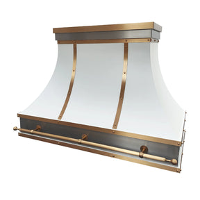 Fobest White and Brass Kitchen Range Hood FSS-421