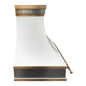 Fobest White and Brass Kitchen Range Hood FSS-421