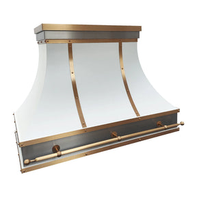 Fobest White and Brass Kitchen Range Hood FSS-421