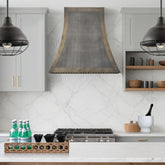 Fobest Zinc Range Hood with Antique Brass Trim and Flared Shape FSS-395-Stainless Steel Range Hood-Fobest