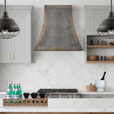 Fobest Zinc Range Hood with Antique Brass Trim and Flared Shape FSS-395-Stainless Steel Range Hood-Fobest