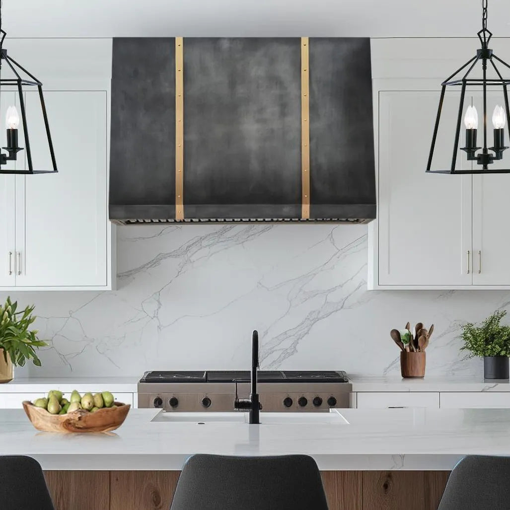 Fobest Zinc Range Hood with Brass Bands FSS-284-Stainless Steel Range Hood-Fobest