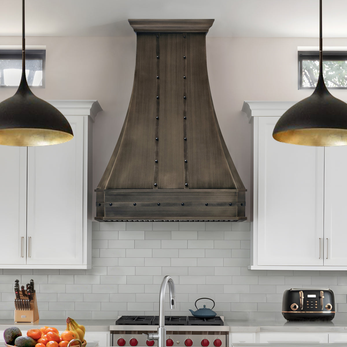 Fobest Aged Brass Custom Range Hood for Modern Rustic Kitchens FSS-549