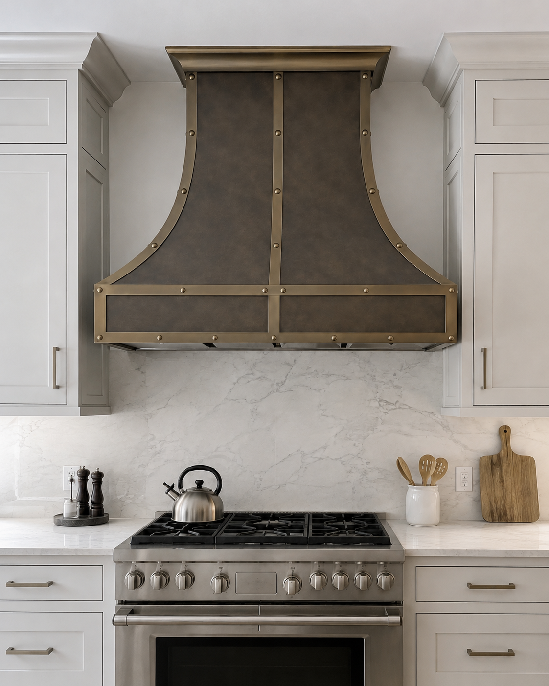 Fobest Aged Brass Hood Vent with Riveted Accents FSS-430