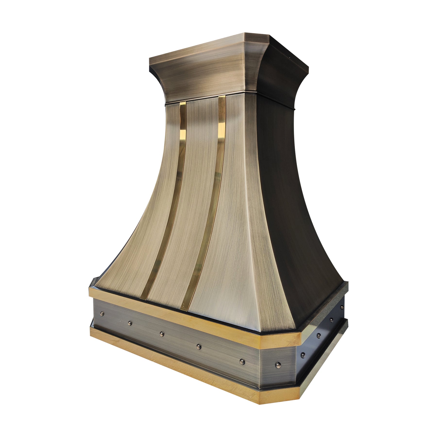 Fobest Aged Brass Range Hood with Gold Straps FSS-452