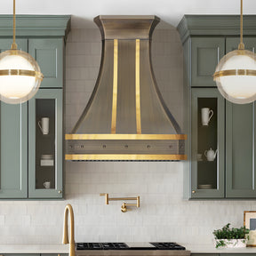 Fobest Aged Brass Range Hood with Gold Straps FSS-452