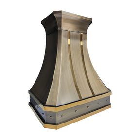 Fobest Aged Brass Range Hood with Gold Straps FSS-452