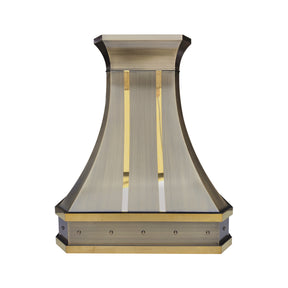 Fobest Aged Brass Range Hood with Gold Straps FSS-452