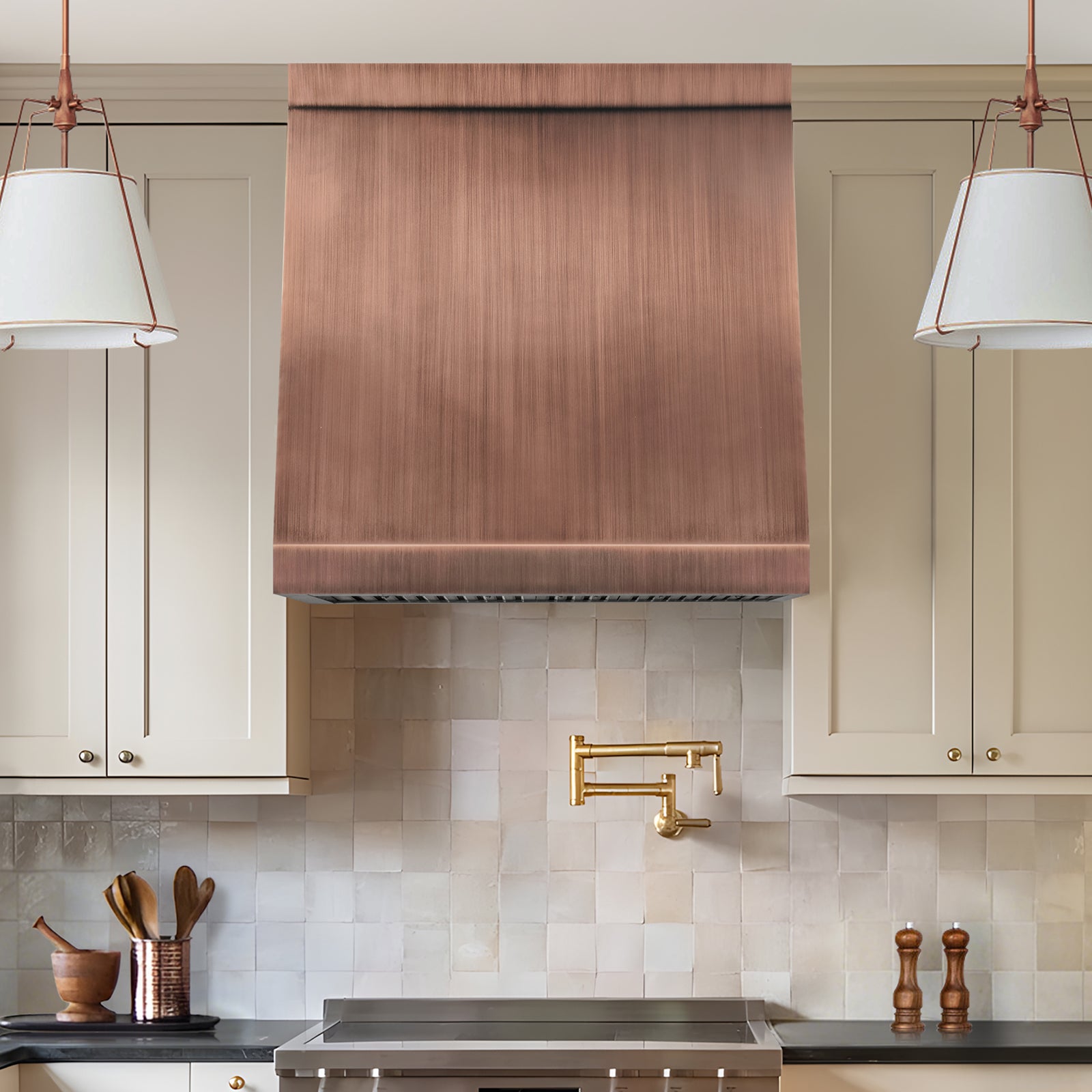 Fobest Antique Copper Box Range Hood with Hand-Brushed Texture FCP-272