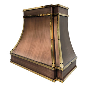 Fobest Antique Copper Range Hood with Brass Straps FCP-220