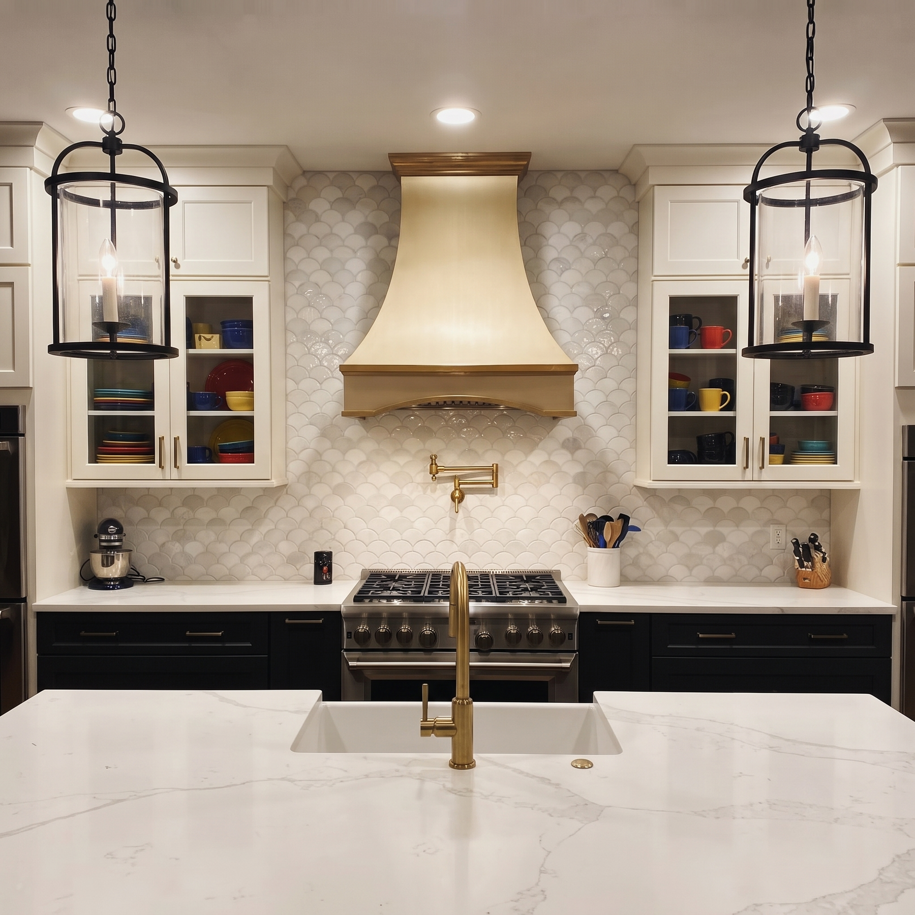 Fobest Arched Brass Range Hood with Crown Molding FSS-391