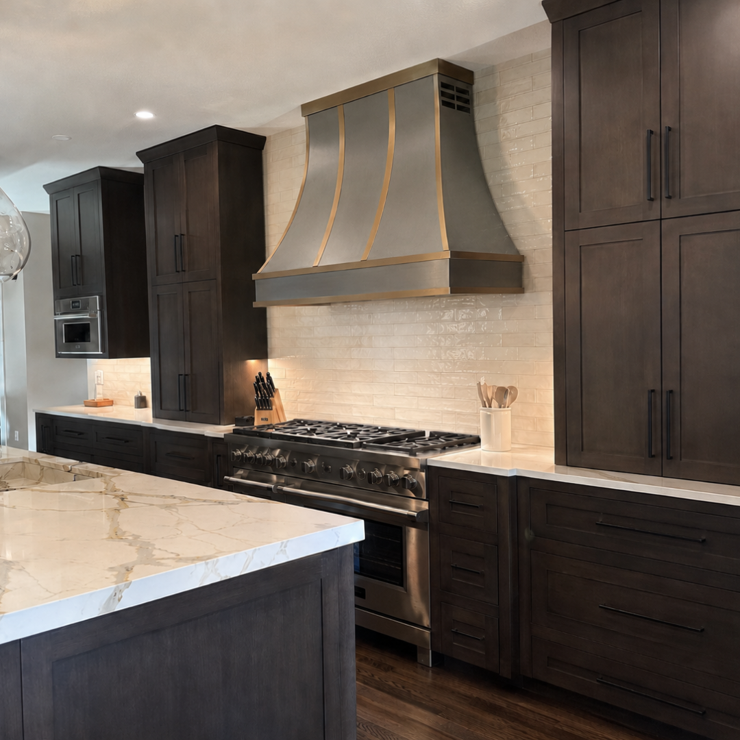 Fobest Atlanta Stainless Steel Range Hood with Brass Trim Accents FSS-513