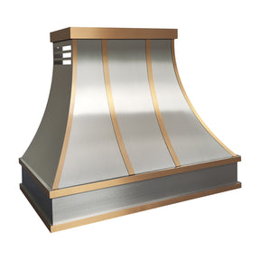 Fobest Atlanta Stainless Steel Range Hood with Brass Trim Accents FSS-513