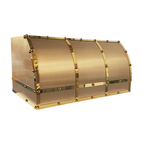 Fobest Barrel Brass Range Hood with Polished Brass Rivets FSS-694
