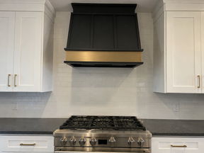 Fobest Black Box Range Hood with Brushed Brass Base FSS-399