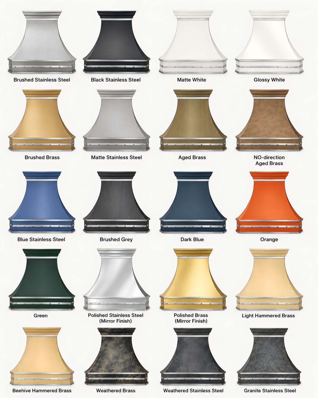 Fobest Black Range Hood with Brushed Steel Rivet Trim FSS-385