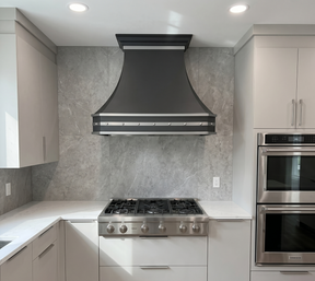 Fobest Black Range Hood with Brushed Steel Rivet Trim FSS-385