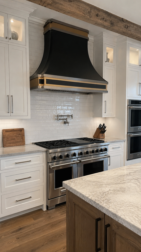 Fobest Black Stainless Steel Kitchen Hood with Brass Top FSS-229