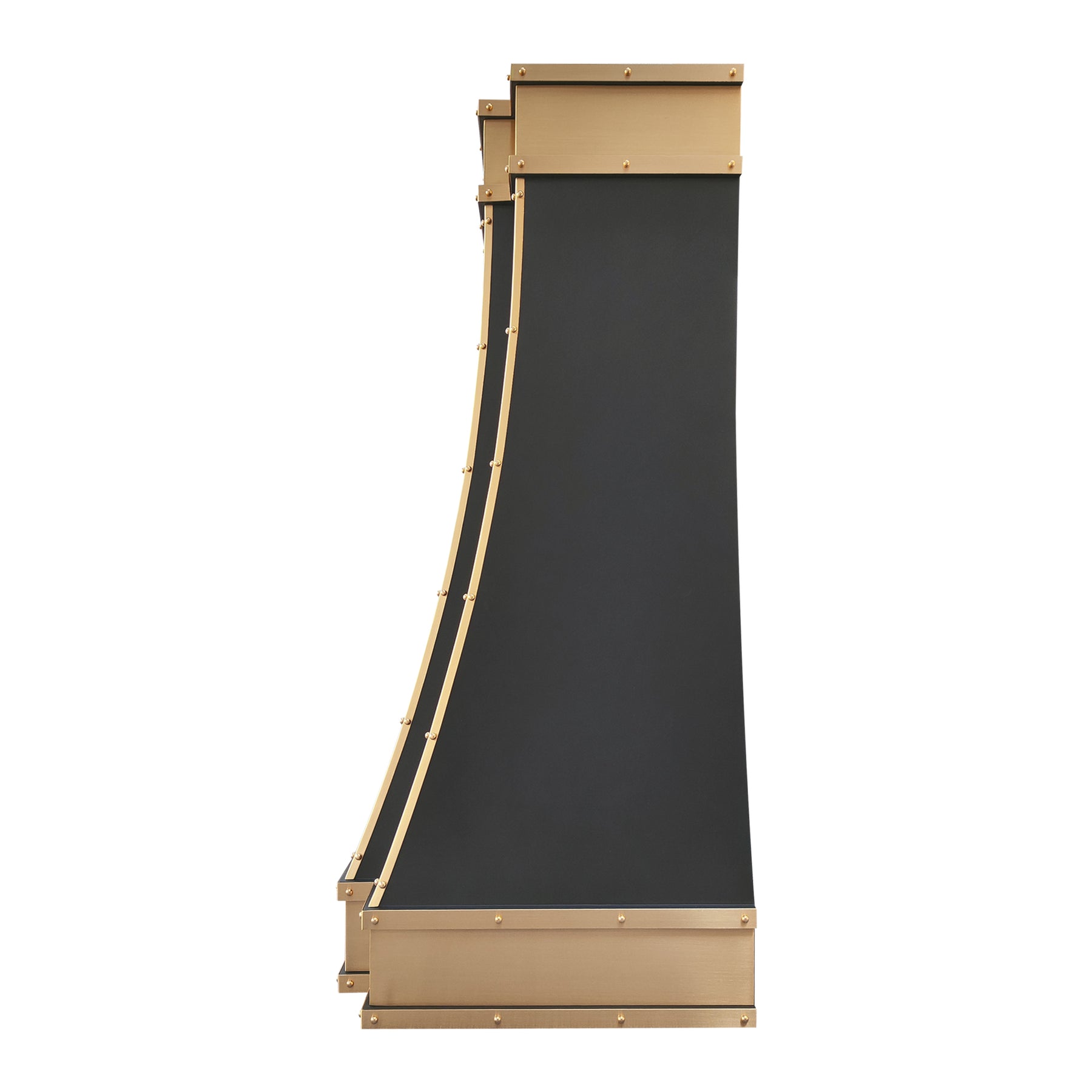 Fobest Black Stainless Steel Kitchen Hood with Brushed Brass Bands FSS-490