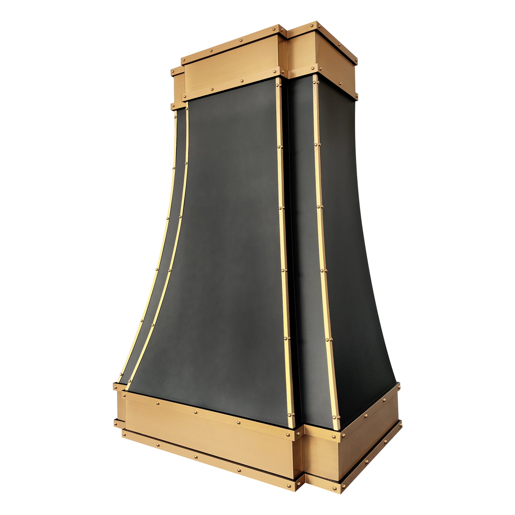 Fobest Black Stainless Steel Kitchen Hood with Brushed Brass Bands FSS-490