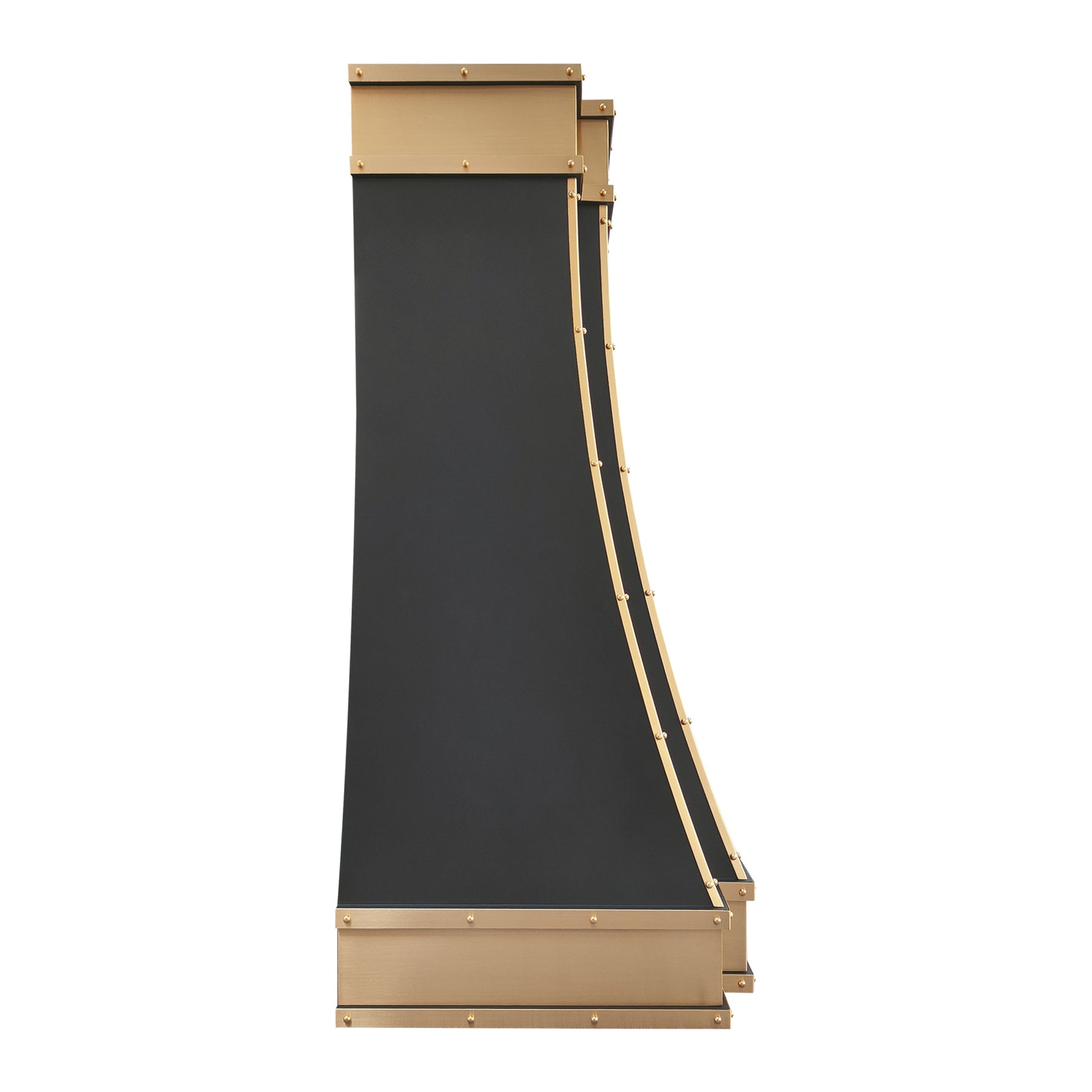 Fobest Black Stainless Steel Kitchen Hood with Brushed Brass Bands FSS-490