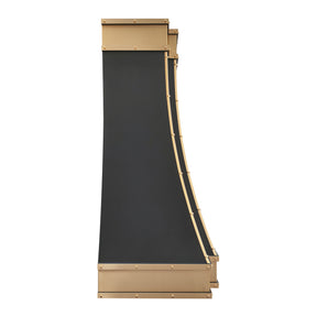 Fobest Black Stainless Steel Kitchen Hood with Brushed Brass Bands FSS-490