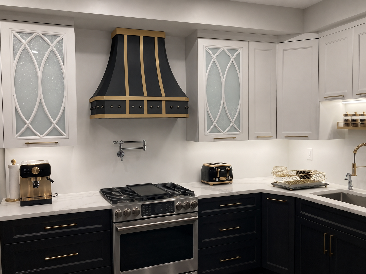 Fobest Black Stainless Steel Range Hood With Brass Straps FSS-33