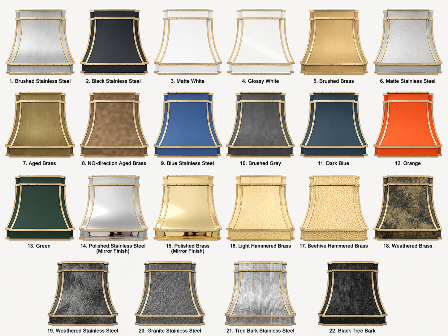 Fobest Black Stainless Steel Range Hood with Brass Trim and Rivet FSS-14