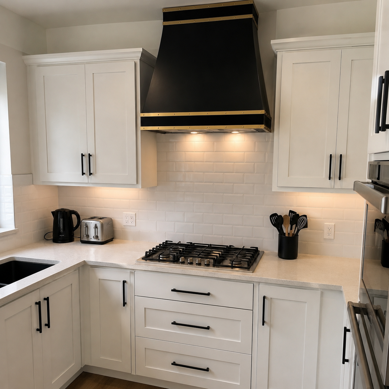 Fobest Black Stainless Steel Range Hood with horizontal straps FSS-11