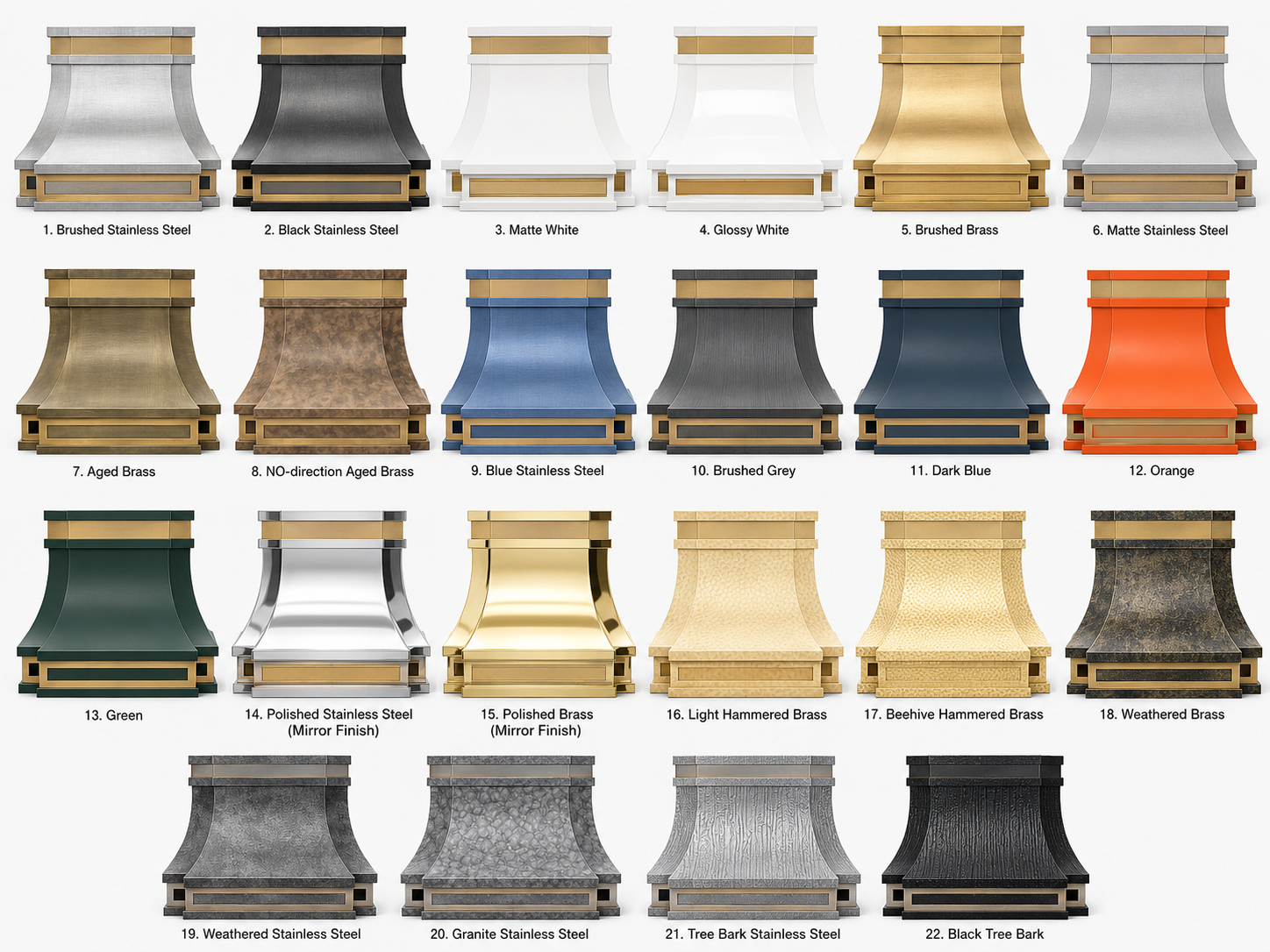 Fobest Black Stove Hood with Brushed Brass Trim FSS-407