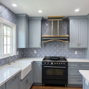 Fobest Black Vent Hood with Polished Brass Straps and Pot Rail FSS-416
