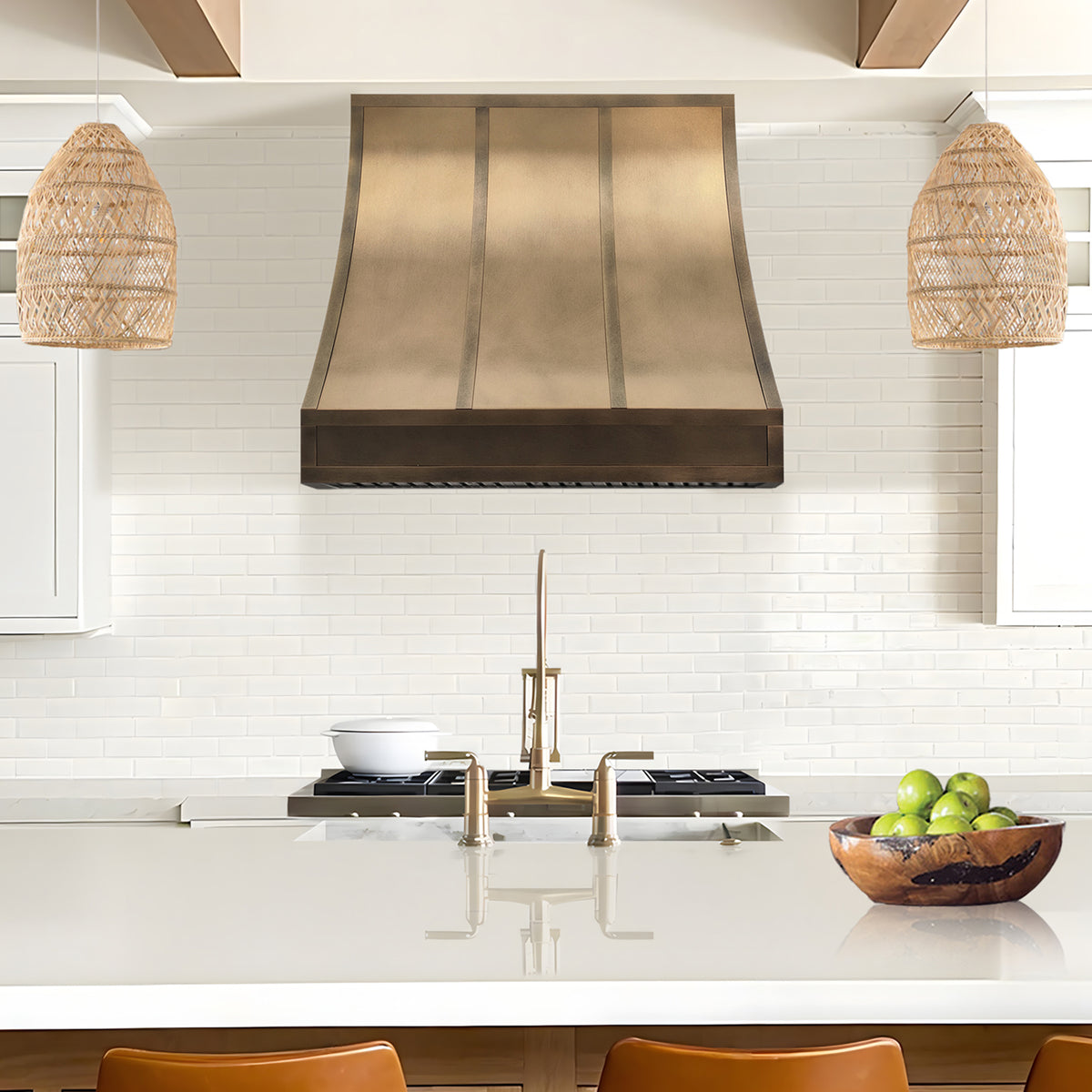 Fobest Brass Custom Range Hood Non Direction Aged Brass Finish FSS-467