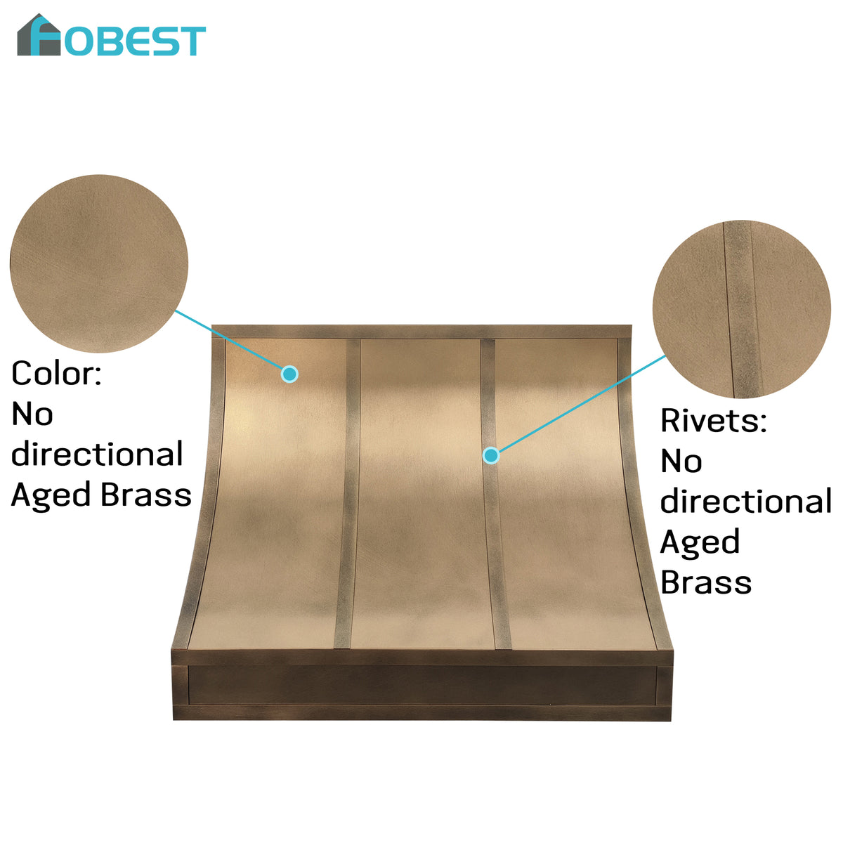 Fobest Brass Custom Range Hood Non Direction Aged Brass Finish FSS-467