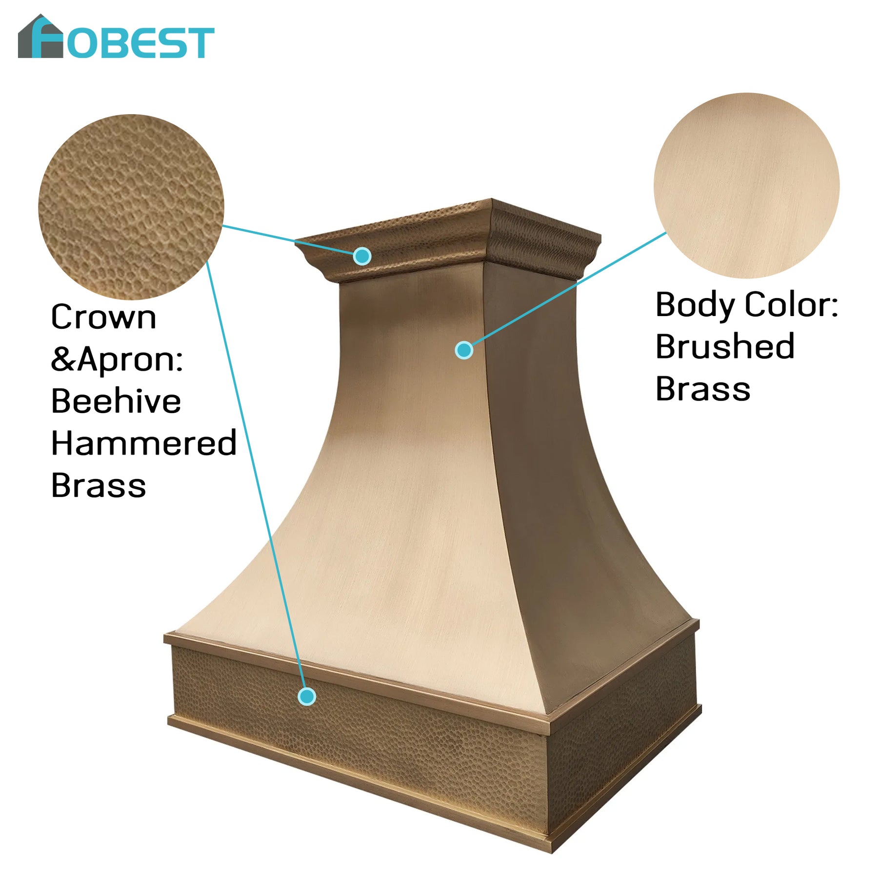 Fobest Brass Range Hood with Hammered Crown FSS-390