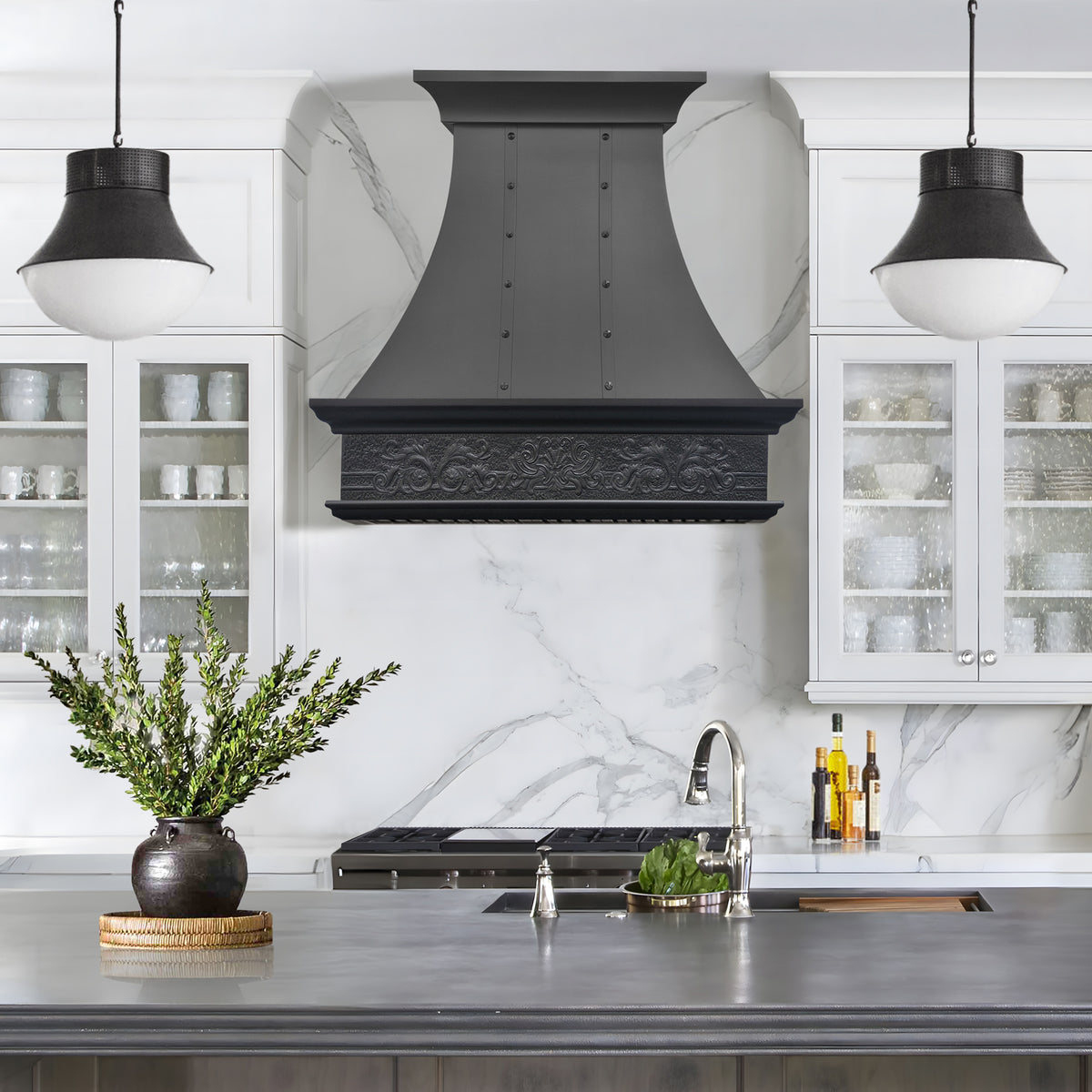 Fobest Bronze Copper Kitchen Range Hood with Classic Curved Design FCP-262
