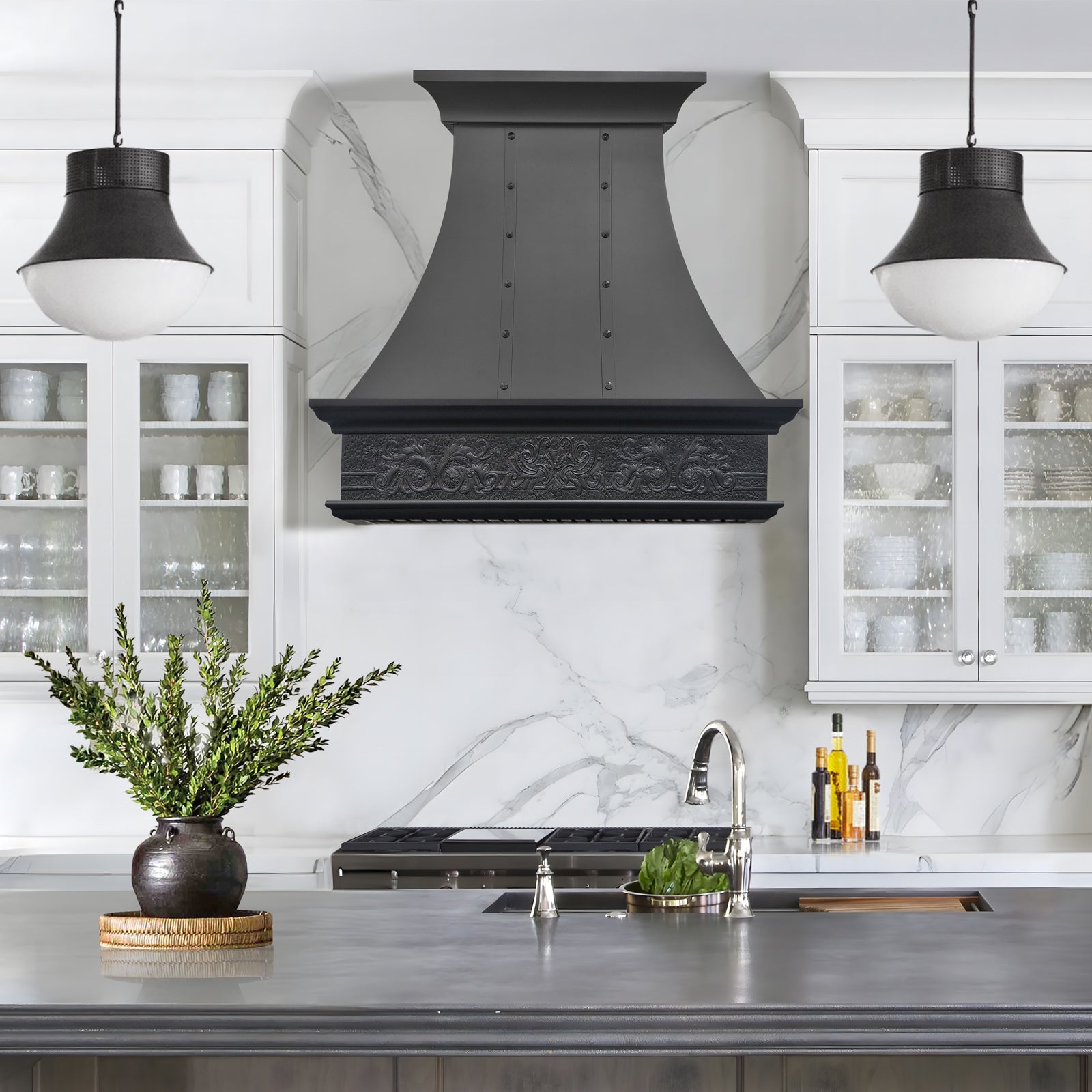 Fobest Bronze Copper Kitchen Range Hood with Classic Curved Design FCP-262