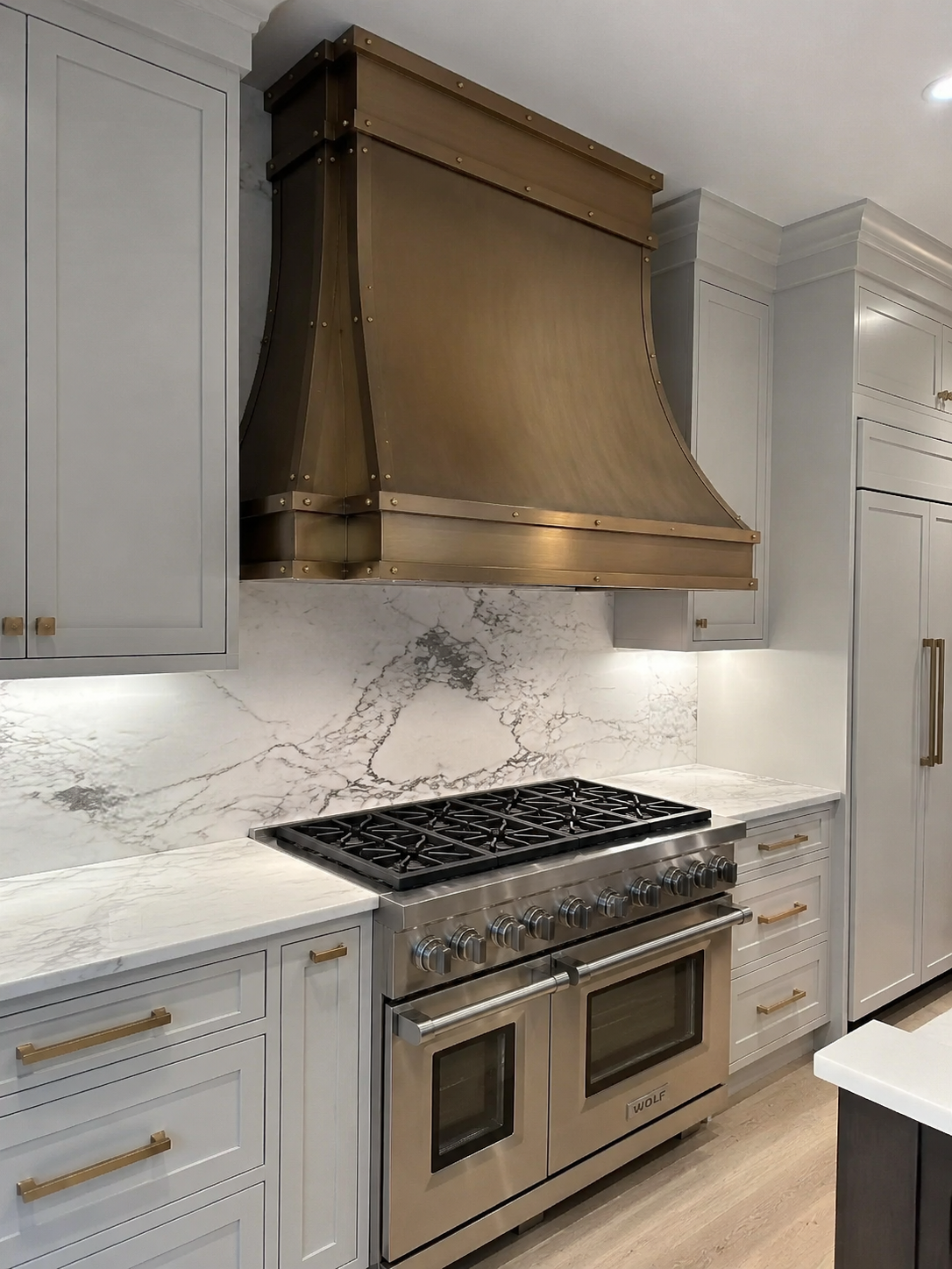 Fobest Brushed Brass Kitchen Hood with Rivets FSS-225
