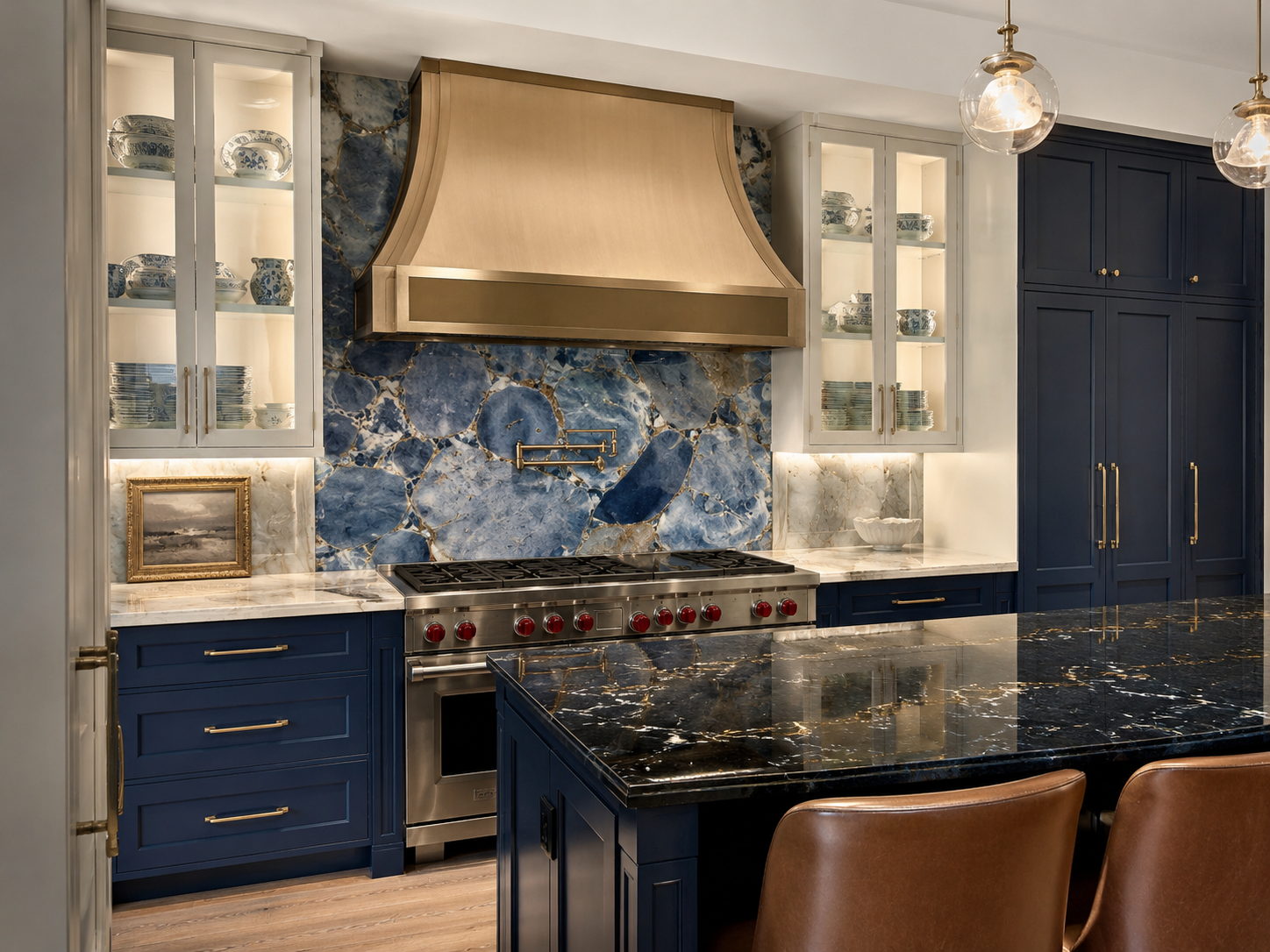 Fobest Brushed Brass Kitchen Range Hood with Parallel Design FSS-544