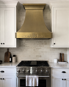Fobest Brushed Brass Range Hood with Decorative Apron FSS-488