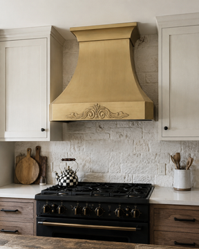 Fobest Brushed Brass Range Hood with Decorative Apron FSS-488