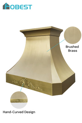 Fobest Brushed Brass Range Hood with Decorative Apron FSS-488