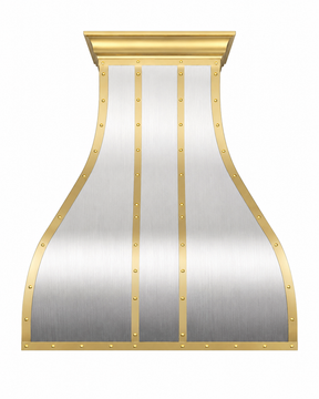 Fobest Brushed Stainless Steel Range Hood with Brushed Brass Accents FSS-270