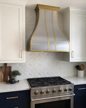 Fobest Brushed Stainless Steel Range Hood with Brushed Brass Accents FSS-270