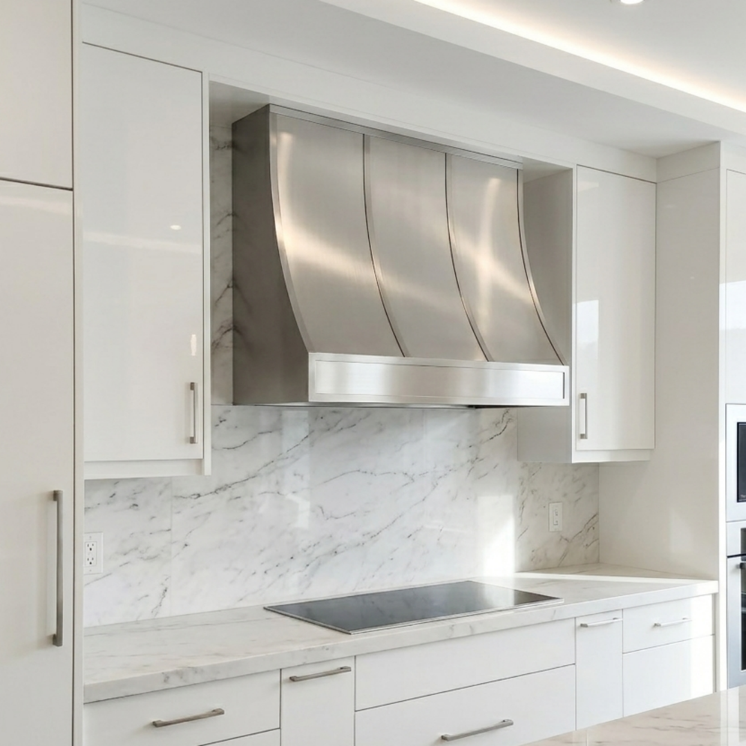 Fobest Brushed Stainless Steel Range Hood with Contemporary Curved Design FSS-512