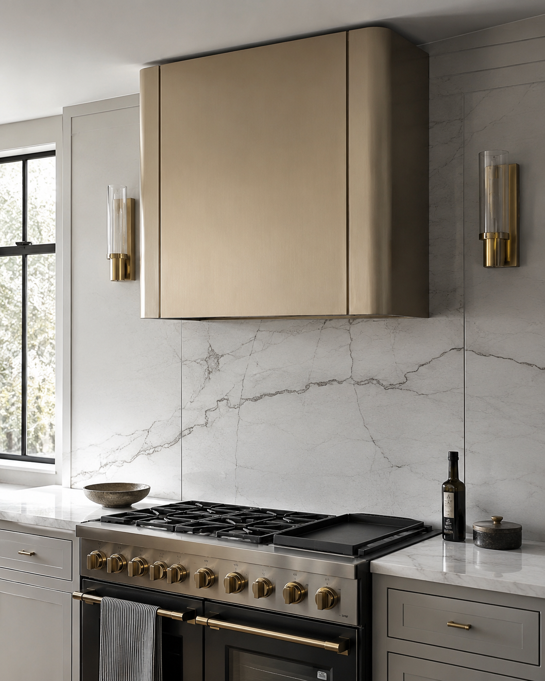 Fobest California Brushed Brass Vent Hoods with Rounded Edge Design FSS-497