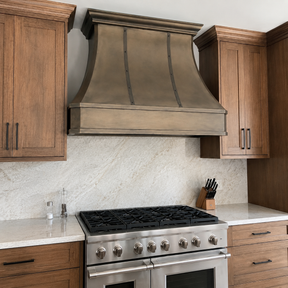 Fobest Chicago Aged Brass Stove Hoods with Riveted Accents FSS-496