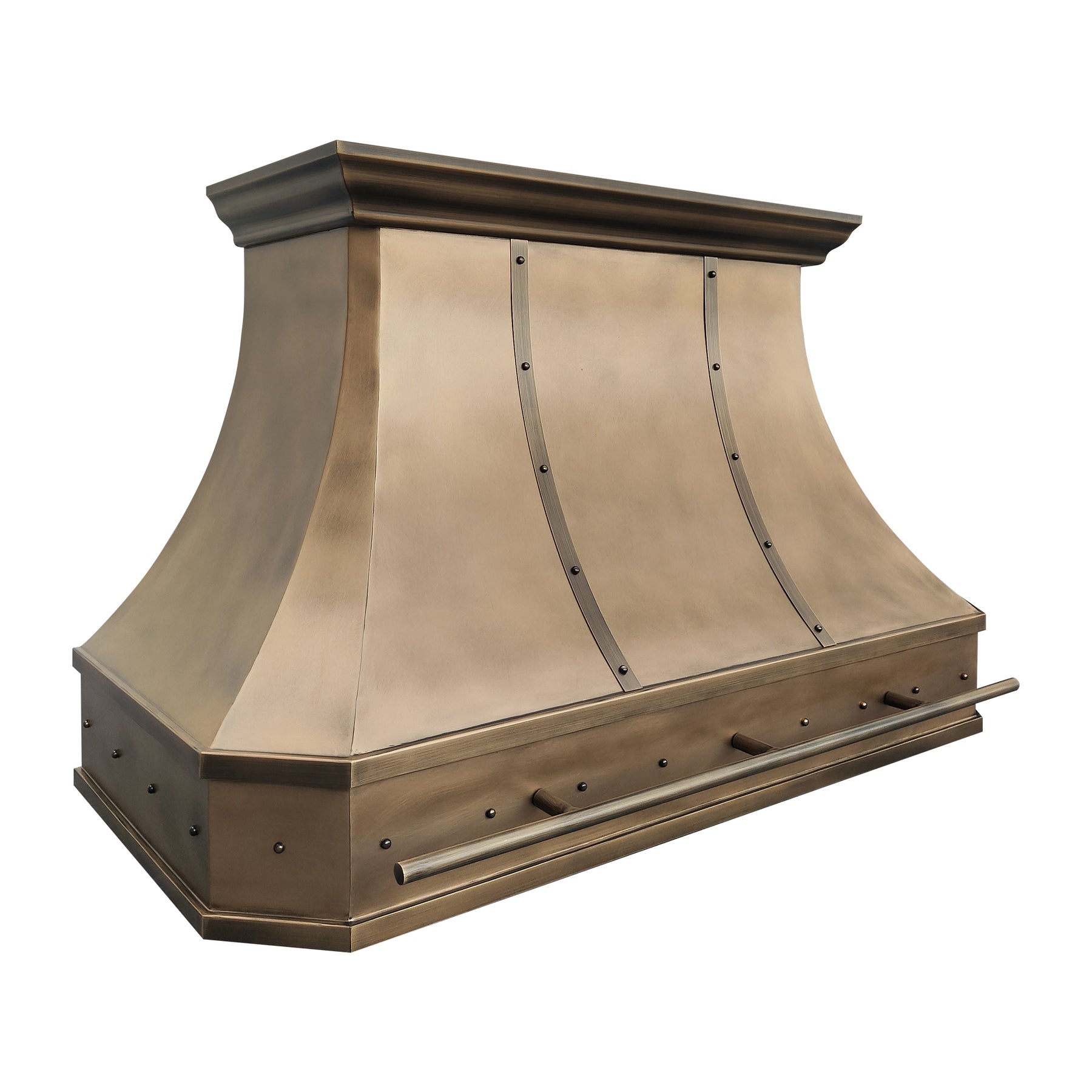 Fobest Chicago Aged Brass Stove Hoods with Riveted Accents FSS-496
